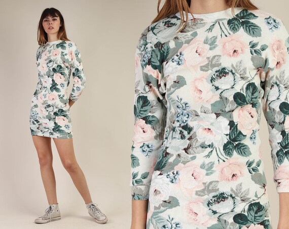 mid length muted floral dress