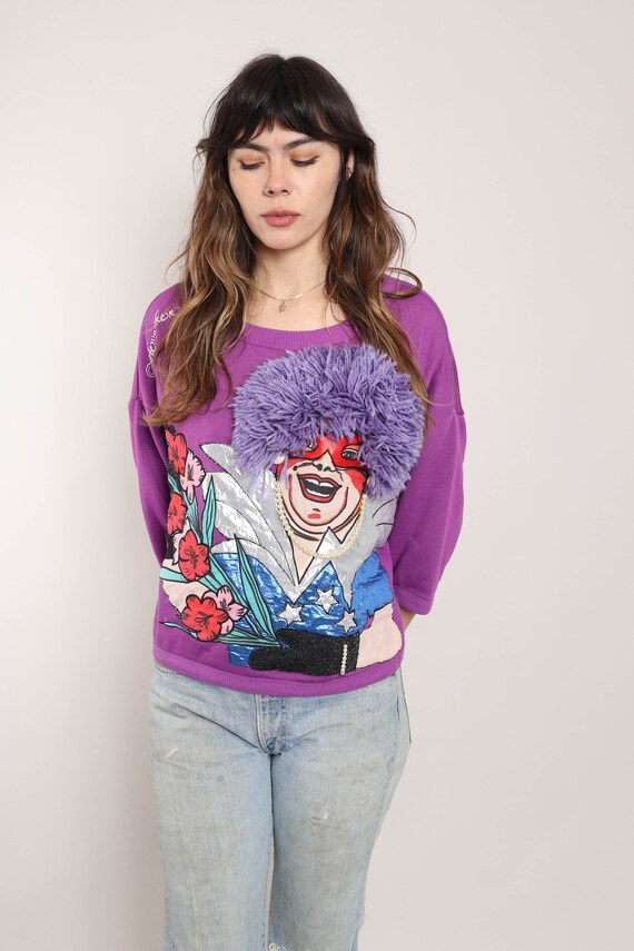 80s GLAM sweatshirt / Heyneken purple sweatshirt … - image 4