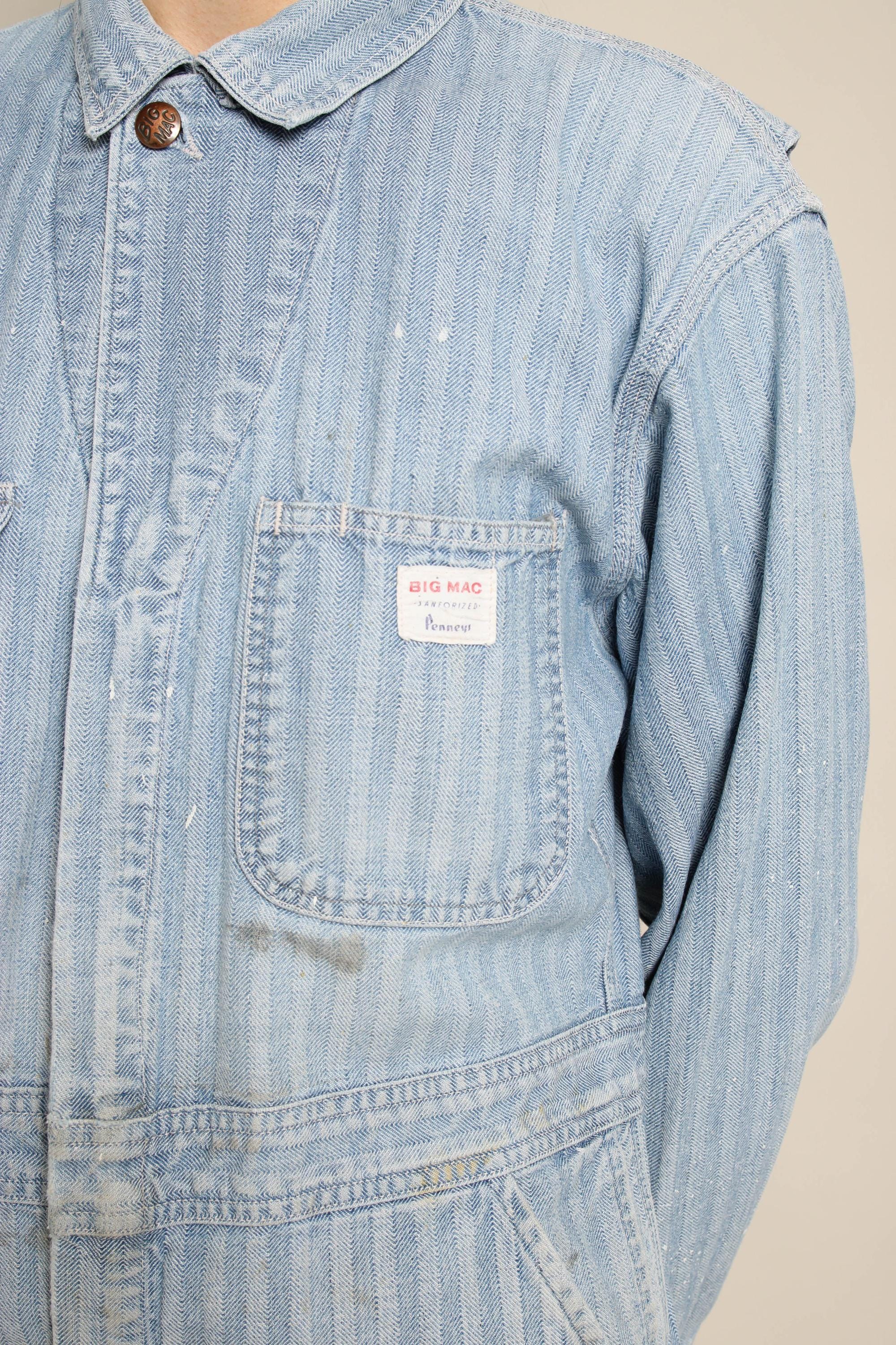 50s Big Mac Denim Herringbone Coveralls Sanforized Cotton Size XS