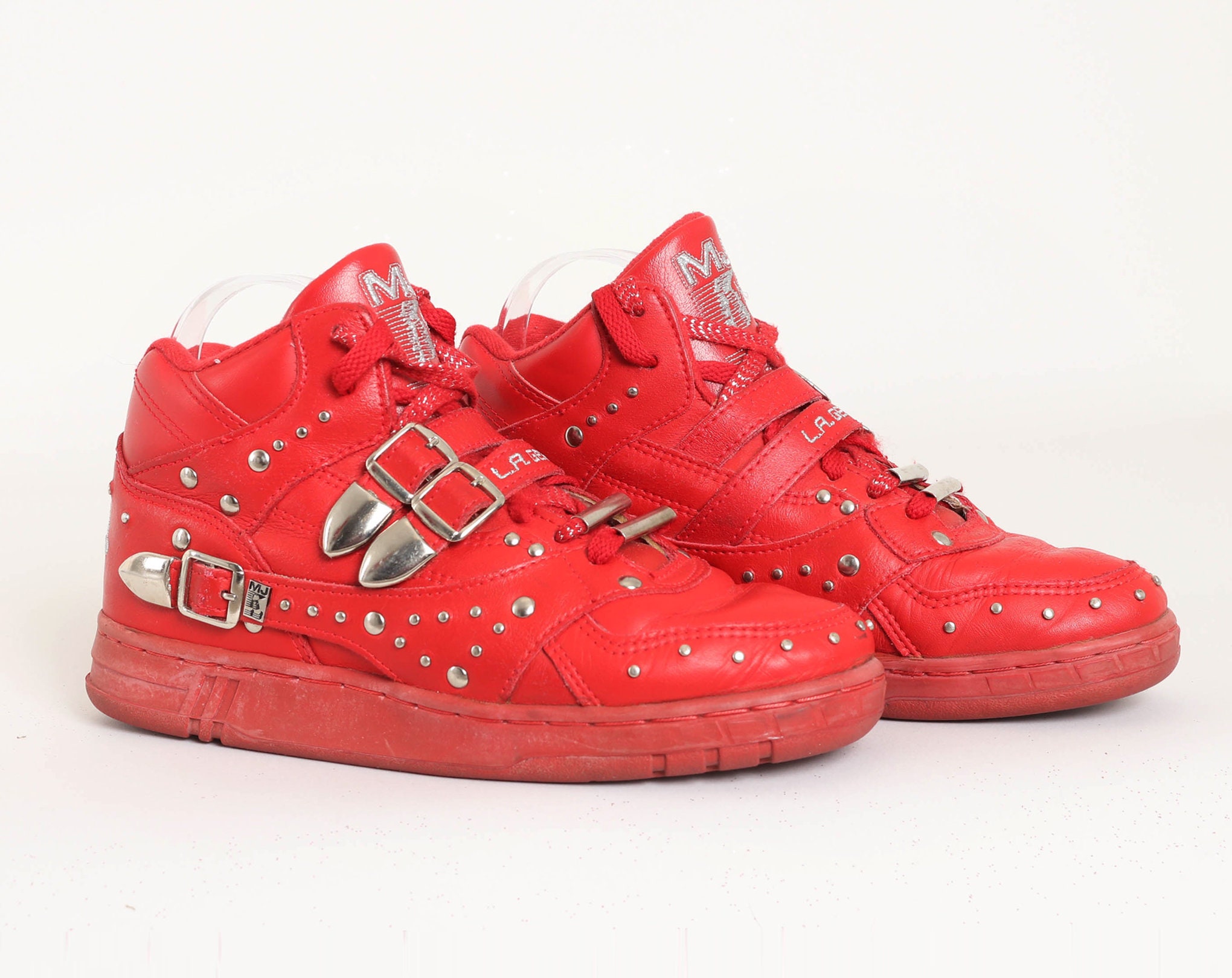 90s Micheal Jackson Billie Jean Red La Gear Sneakers Womens 8 8.5 1989 Michael Jackson Red Sneakers 1990s Etsy