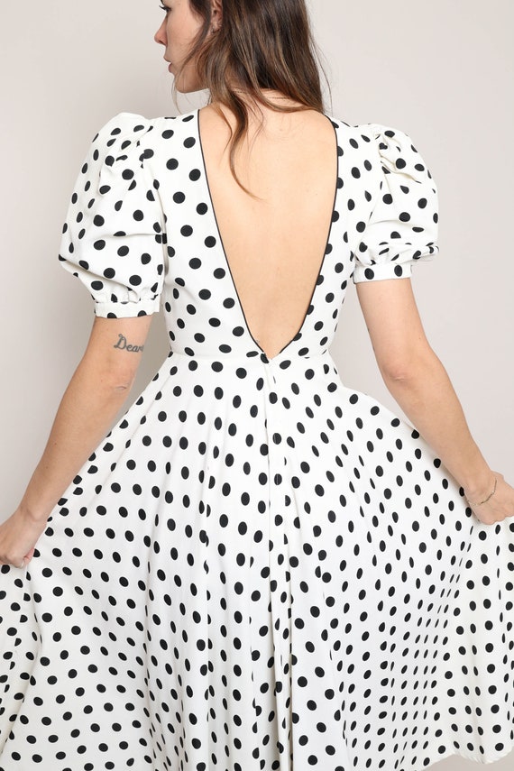 80s POLKA DOT backless dress XS / Margie Darnell … - image 8