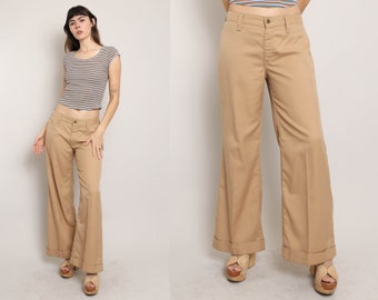 70s LEE WIDE LEG pants S M / Lee light brown pants made in the usa lee bell bottoms tan mens wide leg pants small medium 1970s