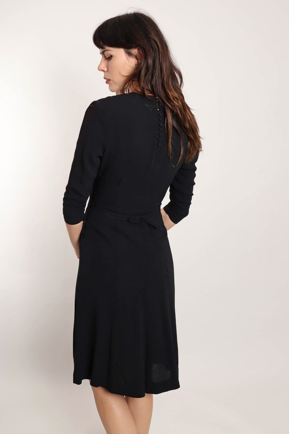 40s CREPE RAYON dress XS / black sequined dress b… - image 9