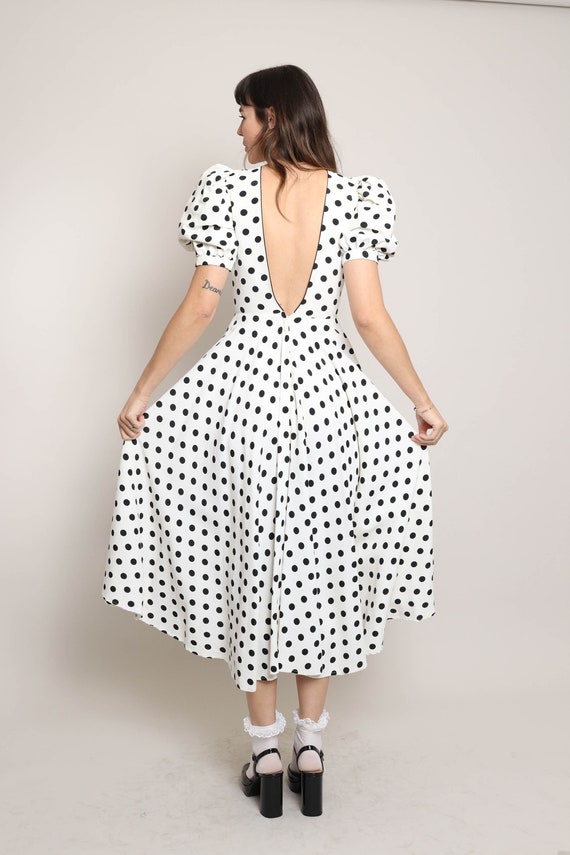 80s POLKA DOT backless dress XS / Margie Darnell … - image 7