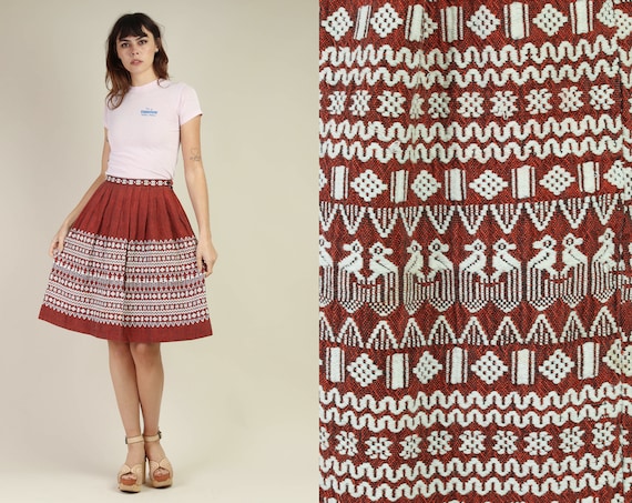 70s RUST + GUATEMALAN skirt XS / high waist skirt