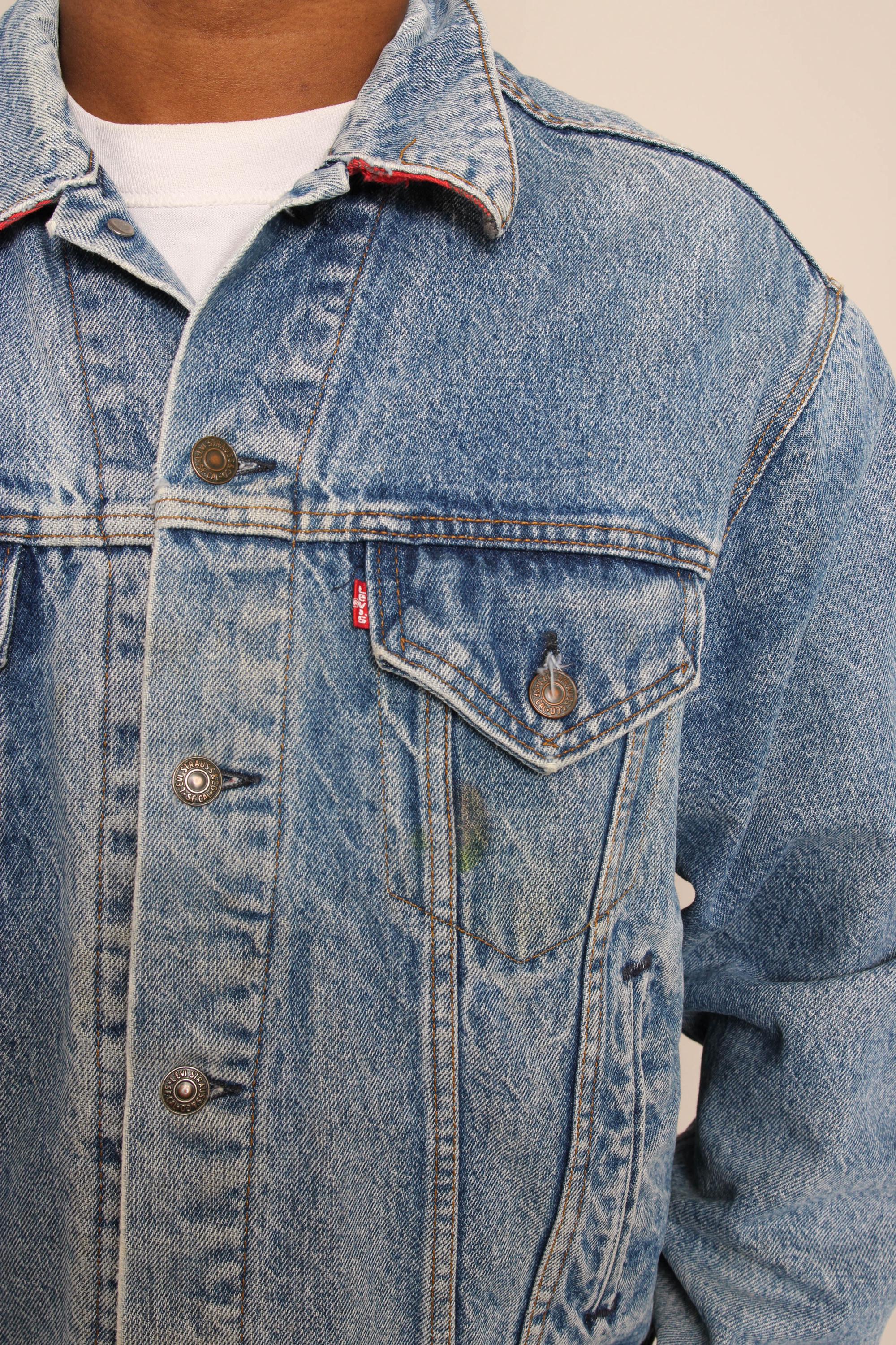 80s Levi's Trucker Jacket Buffalo Plaid Flannel Lined: 71411 0816