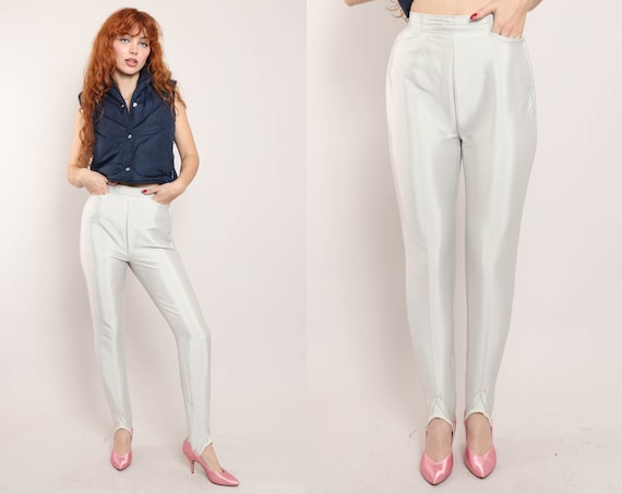 60s SILVER Ski Pants XS White Stag Silver Snow Pants Metallic