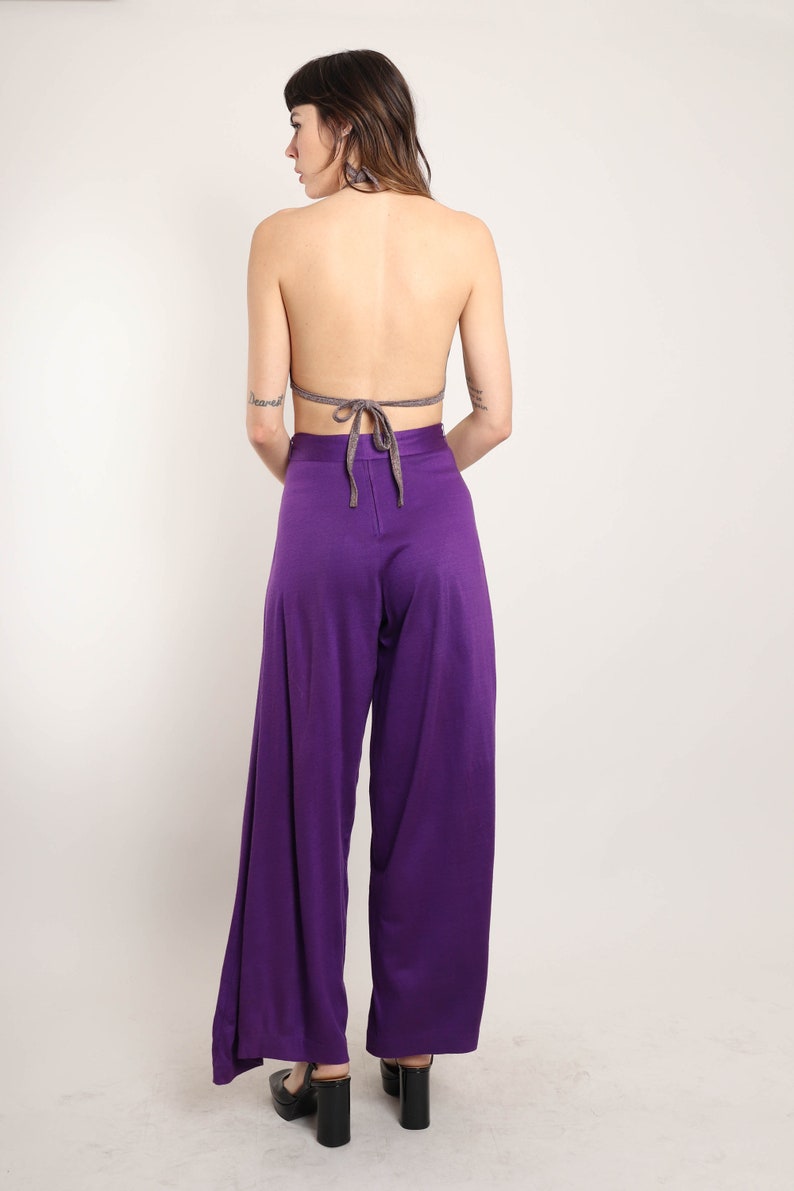 60s PURPLE PALAZZO Pants S / Purple High Waist Pants Purple - Etsy
