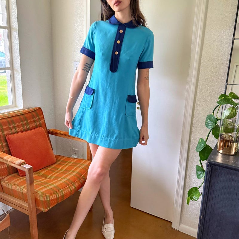 60’s Sky Blue Mod Shift Dress main image 0