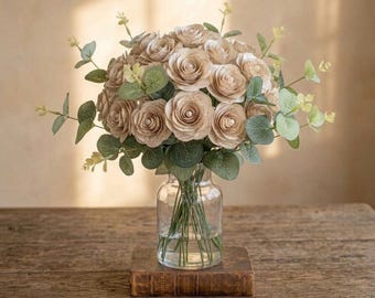 Rosa de papel hecha con páginas de libros, ramo de rosas de papel, regalo para mamá para el Día de la Madre, regalo para amantes de los libros, decoración de bodas