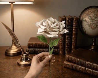 Flores personalizadas para un primer aniversario, libro de rosas de papel, regalo para amantes de los libros, decoración de bodas, rosa para amantes de los libros