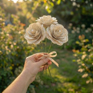 Rosa de página de libro con tallo | Rosa de papel vintage | Regalo para amantes de los libros | Aniversario, boda, San Valentín imagen 4