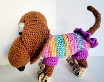Darling Dachshunds, stuffed animals, amigurumi dog, toys, crocheted