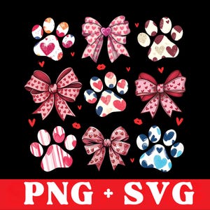 Dog Valentine Coquette Png, Dog Mom Png, Valentine&#39;s Day Png, Dog Paw Print Heart Png, Valentine Shirt Design, Dog Lover Gift, Dog Valentine