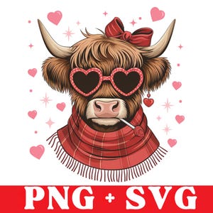 Highland Cow png, Valentine Coquette Png, Valentine&#39;s Day, Retro Valentine Png, Valentine Heart Png, Love Png, Valentine Heart Png