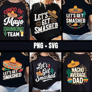13 Cinco De Mayo Png svg Bundle, Mexican Party Png, Let&#39;s Fiesta Png, Mexico Tequila Png, Tacos Png, Nachos Hat, Sublimation Design Download