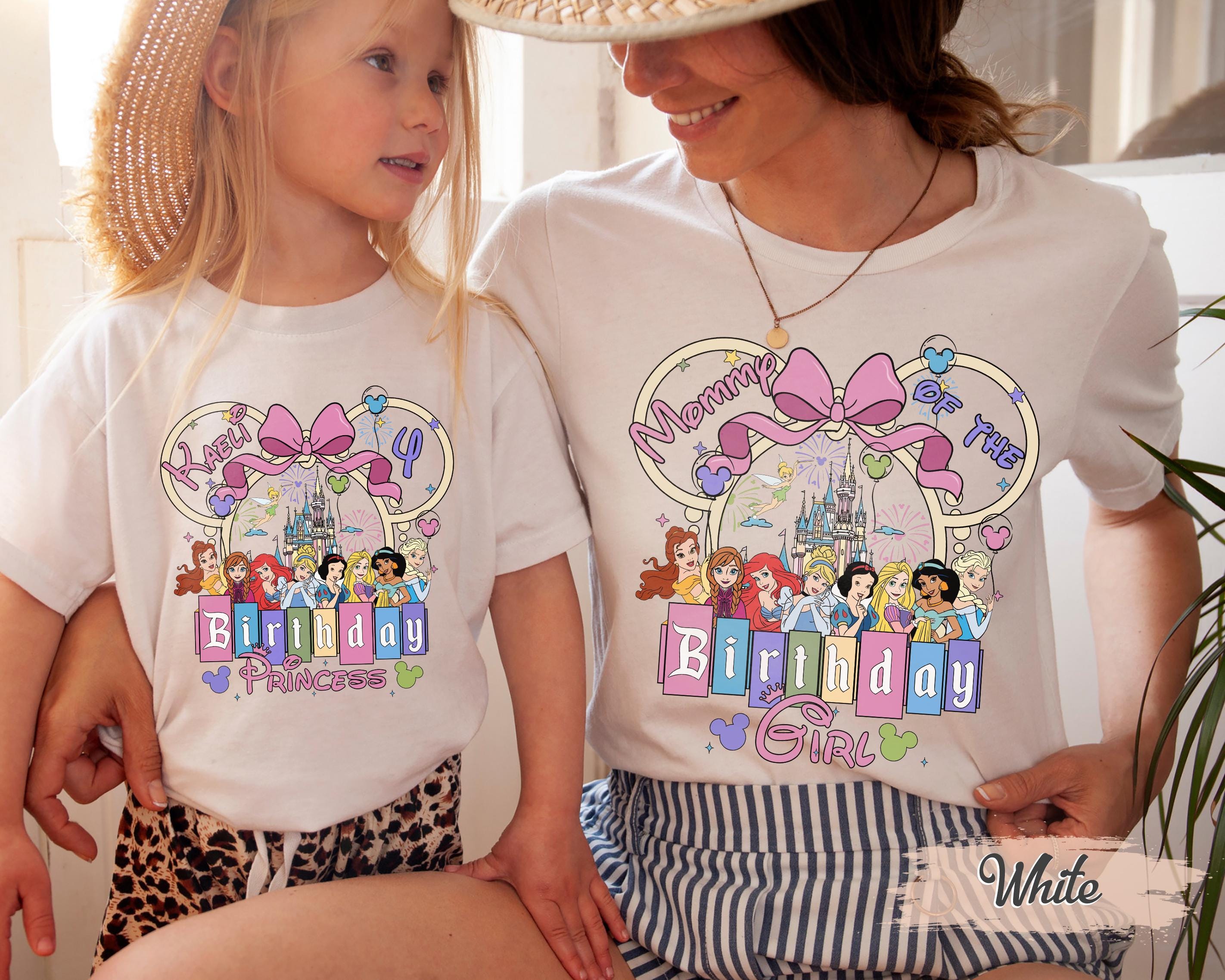 Chemises anniversaire princesse Disney, chemise anniversaire princesse, t-shirt anniversaire fille Disney, chemise fête d'anniversaire princesse, chemise voyage princesse filles