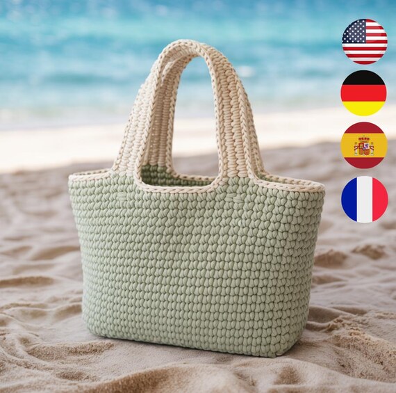 Crochet Tote Bag Pattern, Classic Structured Beach Tote, Durable Summer Bag  PDF, Market Bag DIY, Beginner Bag Crochet Pattern