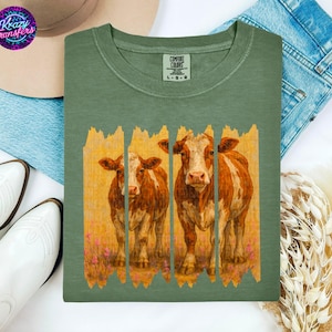 Vintage Highland Cow T-Shirt – Western Farm Animal Graphic Tee – Rustic Ranch Style Country Shirt – Cow Print Shirt for Cow Lovers