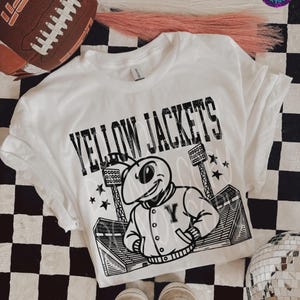 Yellow Jackets Football T-Shirt in Youth Size – Retro School Mascot Tee – Bold Game Day Shirt for Fans, Moms & Students