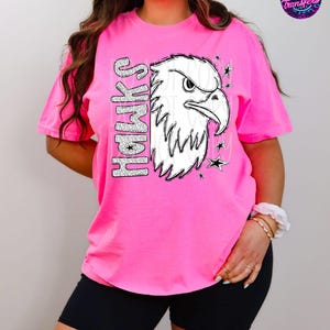Hawks Mascot Graphic T-Shirt – Retro School Spirit Tee for Students, Teachers & Fans – Vintage Game Day Pride Shirt – Back to School Shirt