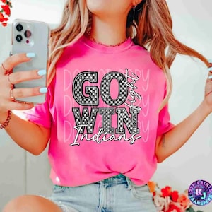Strass Go Fight Win Indianer Design DTF Transfer | Bereit zum Pressen | Sublimationstransfer | Premium-Qualität DTF | Stilvolles DTF |