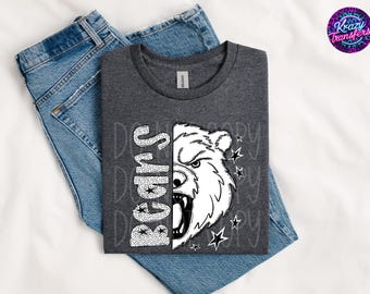 Bears Mascot Graphic T-Shirt – Retro School Spirit Tee for Students, Teachers & Fans – Bold Game Day Bears Shirt – Team Pride Shirt