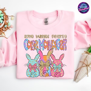 Felpa con cappuccio per il responsabile dei casi di Pasqua, girocollo preferito del responsabile dei casi di alcuni coniglietti, regalo per assistente sociale, maglietta con coniglietto primaverile, grazioso pullover pastello