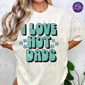 Camiseta "Amo a los papás guapos": divertida camiseta retro con letras llamativas para mujer, sarcástica y con mensaje para el verano y para regalar.