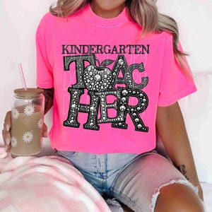Strass Apfel Kindergärtnerin Design DTF Transfer | Bereit zum Pressen | Sublimationstransfer | Premium-Qualität DTF | Strass DTF