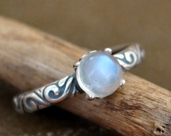 Silver BLUE MOONSTONE ring adjustable antiqued 925 silver ring stackable stacking ring jewelry gift for women