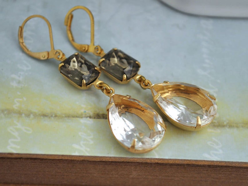 VINTAGE SPARKLE golden raw brass earrings with vintage Etsy
