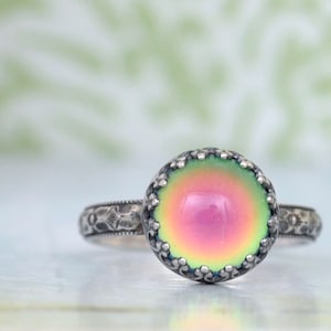 MOOD RING, sterling silver ring,  color changing ring, sterling silver mood ring antiqued, made to order