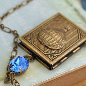 vintage style balloon locket necklace JOURNEY travel the world with hot air balloon image 3