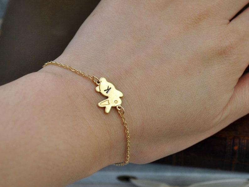 Gold filled bunny bracelet with vintage brass rabbit charm | Etsy