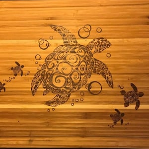 Bamboo Wood Burned Turtle Cutting Board