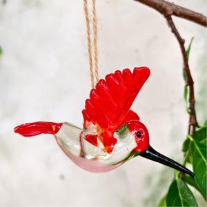 Handmade Glass Bird Figurine: Hanging Ornament, Home & Garden Decor