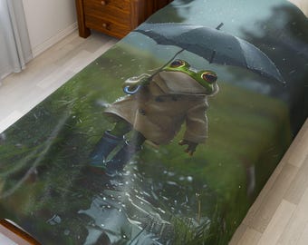 Manta de rana Manta Cottagecore Manta de rana Regalo de rana Manta suave inspirada en la naturaleza Regalo para ella