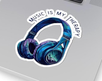 Music Sticker, Music Is My Therapy,  Vinyl Stickers for Music Lovers, Laptop Decals, Gift for Musicians, multiple sizes