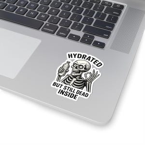 Funny Grim Reaper Sticker, Hydrate Decal, Skeleton Drinking Water Decal | Funny Sticker for Water Bottle, Laptop, Journal, or Car