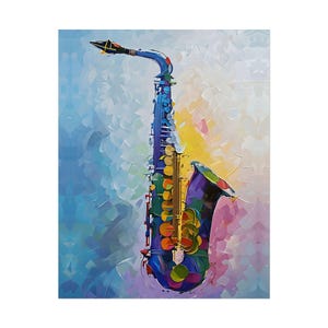Colorful Saxophone Art Print, 11x14 Music Poster, Jazz Wall Decor, Musician Gift