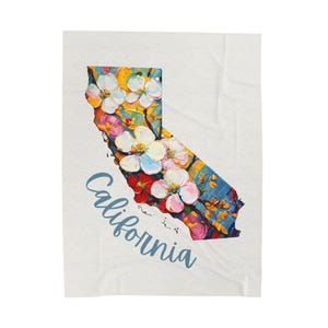 California Blanket, California Poppy, California State Floral Blanket, Pastel Flower Throw, West Coast Home Decor, Unique California Gift