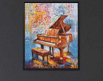 Impresión artística de piano, póster musical enmarcado, decoración de pared de música abstracta, regalo para músico