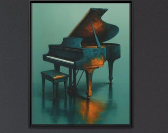 Impresión artística de piano, póster musical enmarcado, decoración de pared de música abstracta, regalo para músico