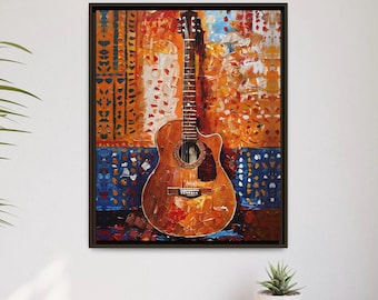 Acoustic Guitar Canvas Print: Modern Music Wall Art