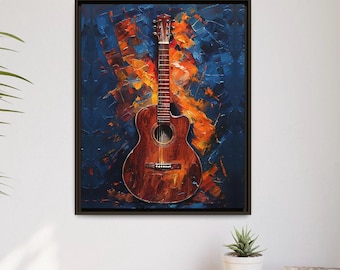 Acoustic Guitar Canvas Print: Modern Music Wall Art