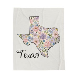 Couverture en peluche carte florale du Texas, couverture confortable pour les amoureux du Texas, cadeau parfait pour pendaison de crémaillère, camping, décoration d'intérieur