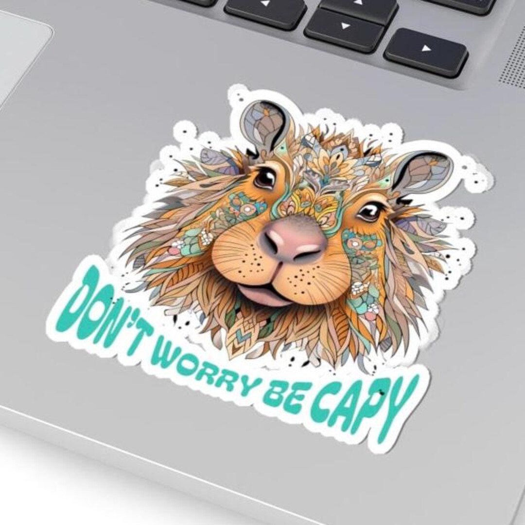 Capybara Sticker, Dont Worry Be Capy, Boho Animal Vinyl Decal, Hippie ...