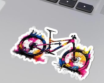 Pegatina de bicicleta de montaña, calcomanía de ciclismo MTB neón, regalo para ciclistas de montaña, pegatina de vinilo para amantes de la bicicleta para portátil, botella de agua, casco.