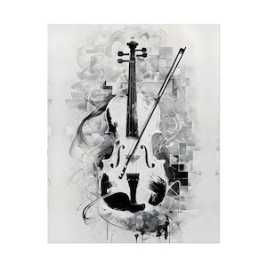 Black and White Violin Art Print - 11x14 Classical Music Poster, Elegant Musician Wall Decor